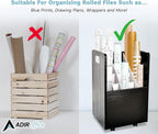 AdirOffice Adir Blue Print Storage Organizer - Mobile Roll File Cart, Construction Plan Holders, Blueprint Cabinet with Wheels, Roll Files Storage for Office and Home (20 Slots, Black)