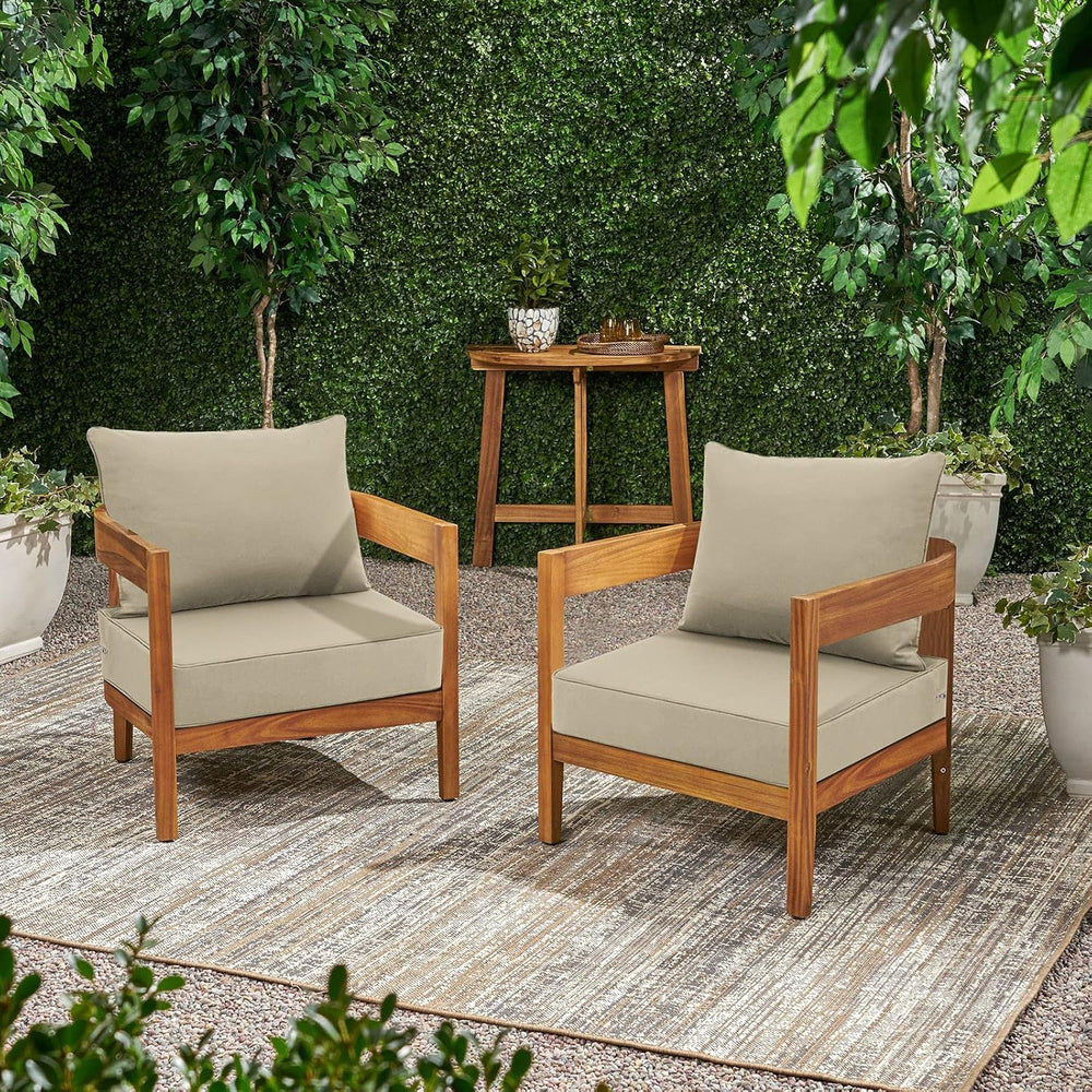 Favoyard Outdoor Patio Seat Cushions Set, 22 x 24 Inch, Waterproof, Beige