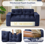 MAXYOYO 63" Loveseat Sofa Couch for Small Spaces, Upholstered Boneless Cloud Couch for Apartment Bedroom, 2-Seater Love Seat Floor Modern Sofa with Pillows, No Assembly Required, Navy