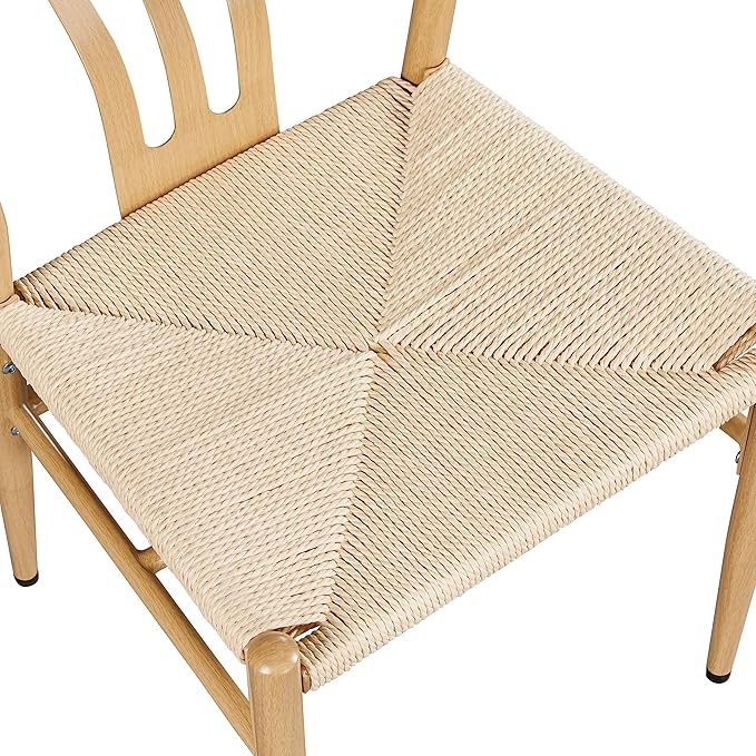 Yaheetech Weave Dining Chair Rattan Chair Metal Armchairs Hemp Seat for Kitch...