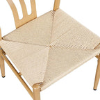Yaheetech Weave Dining Chairs Set of 4 Mid-Century Modern Dining Room Chairs Weave Hemp Seat, Wood Color