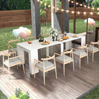 KEIKI 20”-118.5”L Extendable Foldable Dining Room Table for 1-10 People, Wood Modern Rustic Rectangle Expandable Kitchen Living Meeting Room Furniture, 6 Tabletop Length Options, White