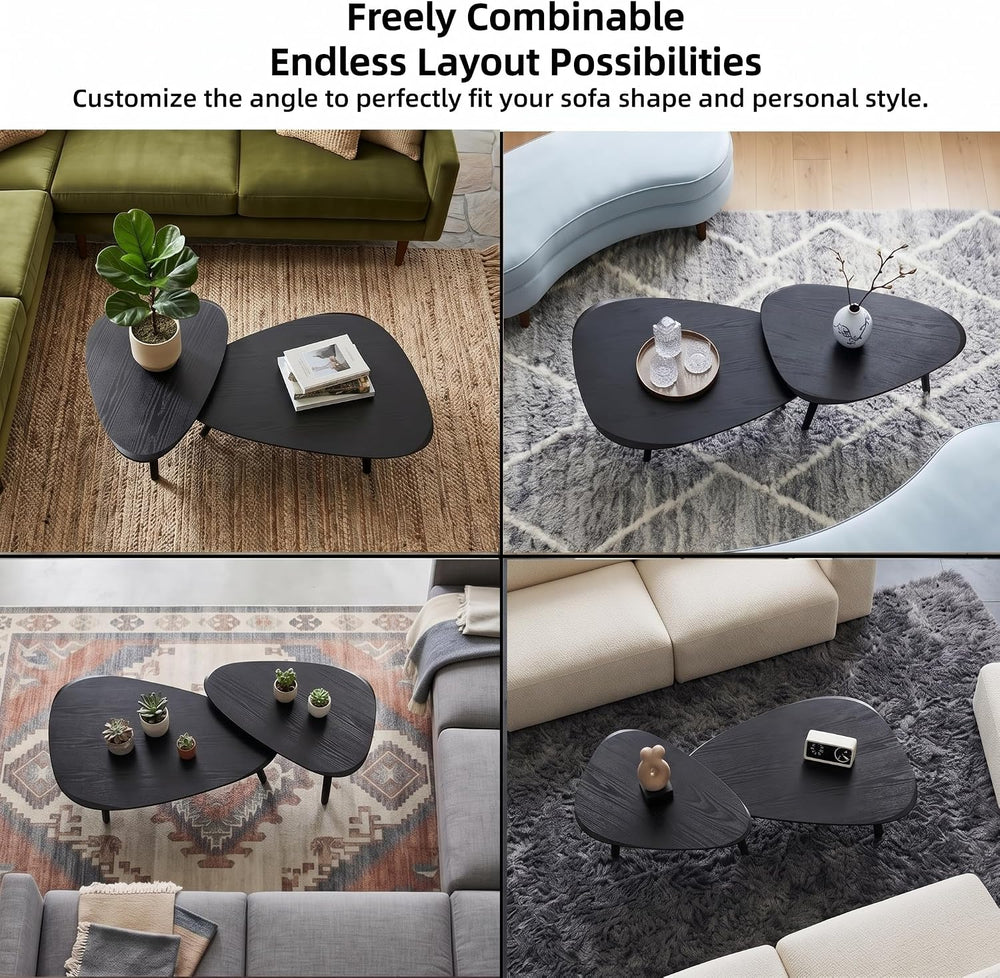 Nesting Coffee Table Set of 2-Mid Century Modern Coffee Table | Guitar Pick S...