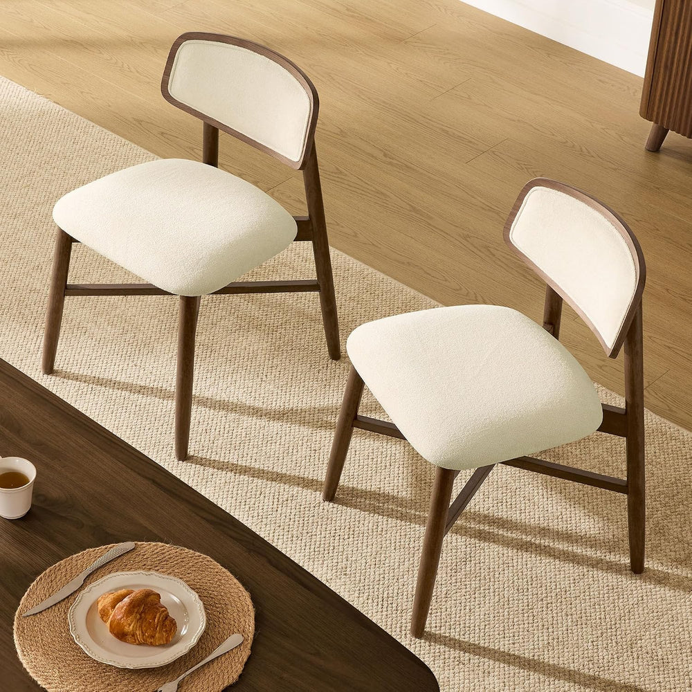 CHITA Wooden Dining Chairs Set of 4, Upholstered Seat, Walnut