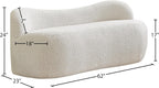 Meridian Furniture 119Cream Flair Collection Modern | Contemporary Boucle Fabric Upholstered Bench with Curved Back Design, Cream, 62" W x 23" D x 24" H