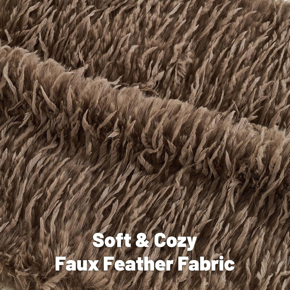 FUTEI Pack of 2 Fluffy Faux Fur Throw Pillow Covers 18x18 Inch, Brown