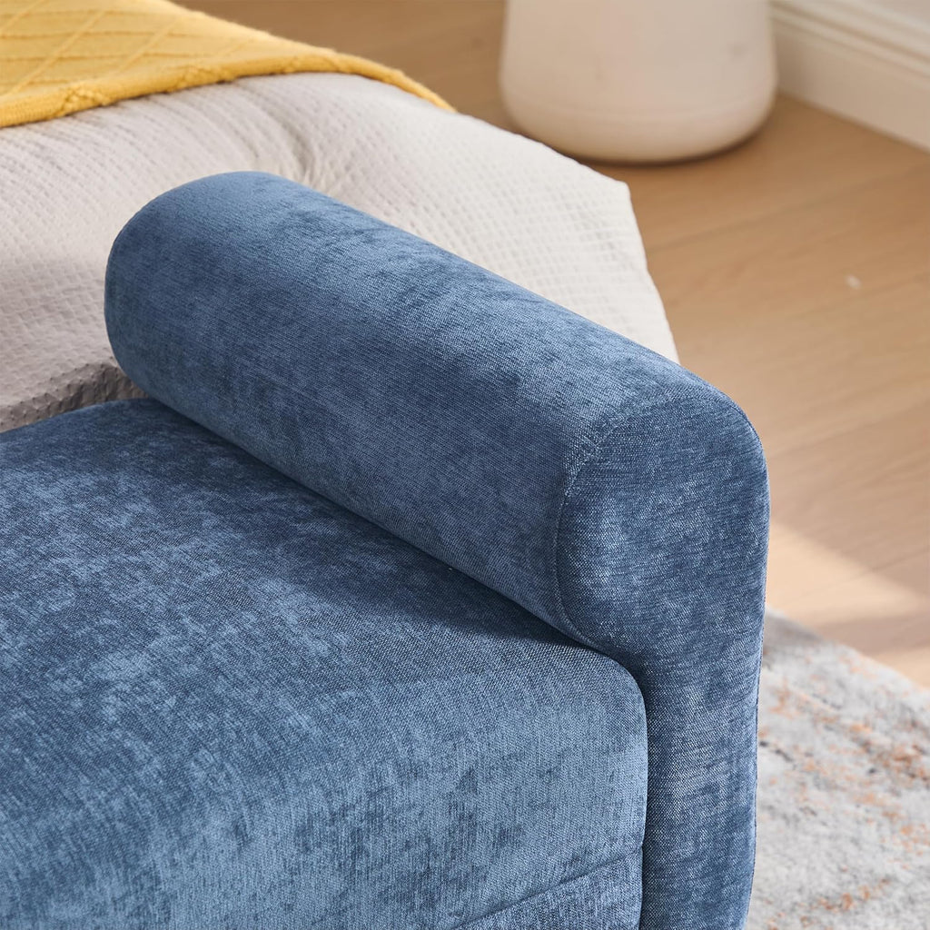 65.75" Storage Ottoman Bench, End of Bed Bench for Bedroom | Hidden Storage, Gold Metal Legs, Chenille Upholstered Seat And Modern Design For Living Room, Entryway Or Window Seating