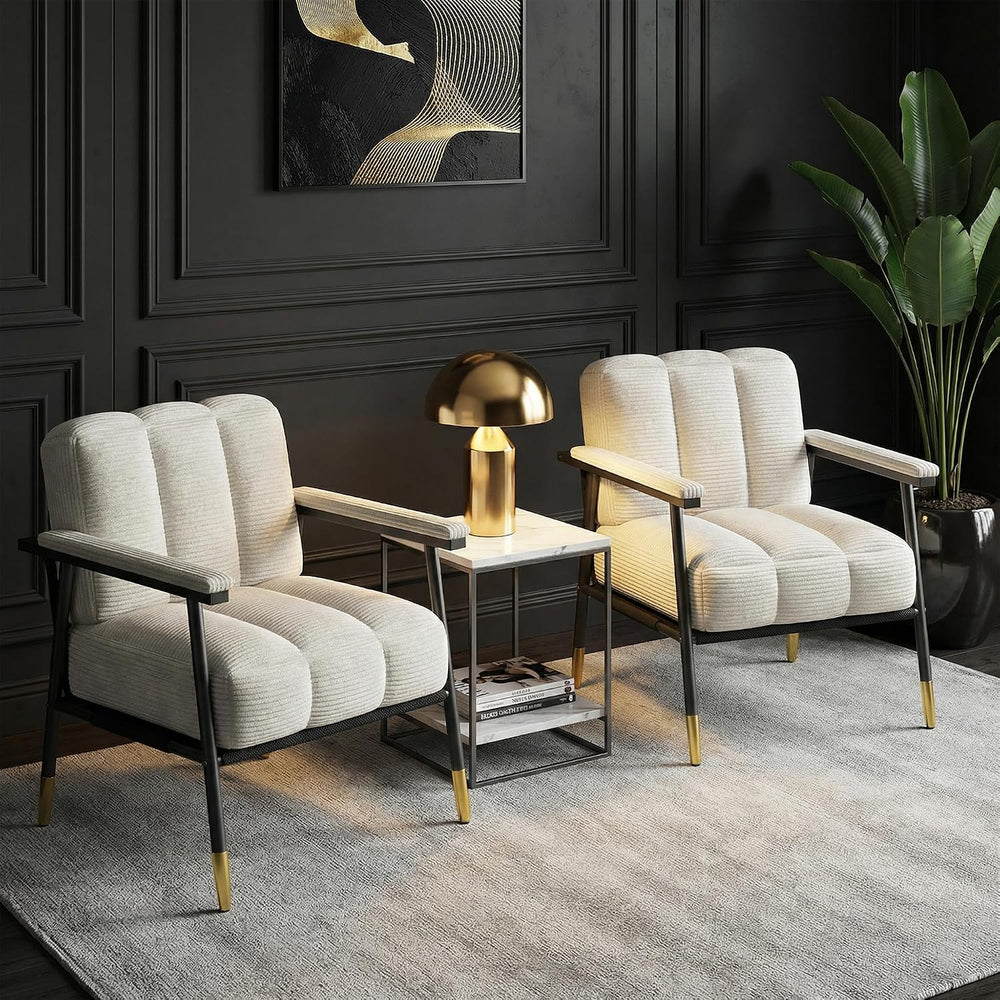 Homkdom Corduroy Accent Chair,Reading Chair for Living Room, Bedroom