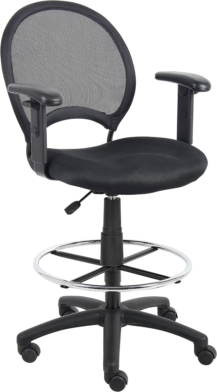 Boss Office Mesh Drafting Stool W/Adjustable Arms (B16216)