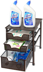 Simple Houseware Stackable 3 Tier Sliding Basket Organizer Drawer, Bronze