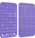 Hanging Jewelry Organizer Storage, 40 Pockets 36 Hooks Necklace Earring Necklace Bracelet Ring Organizer, Double - Sided Design, Purple