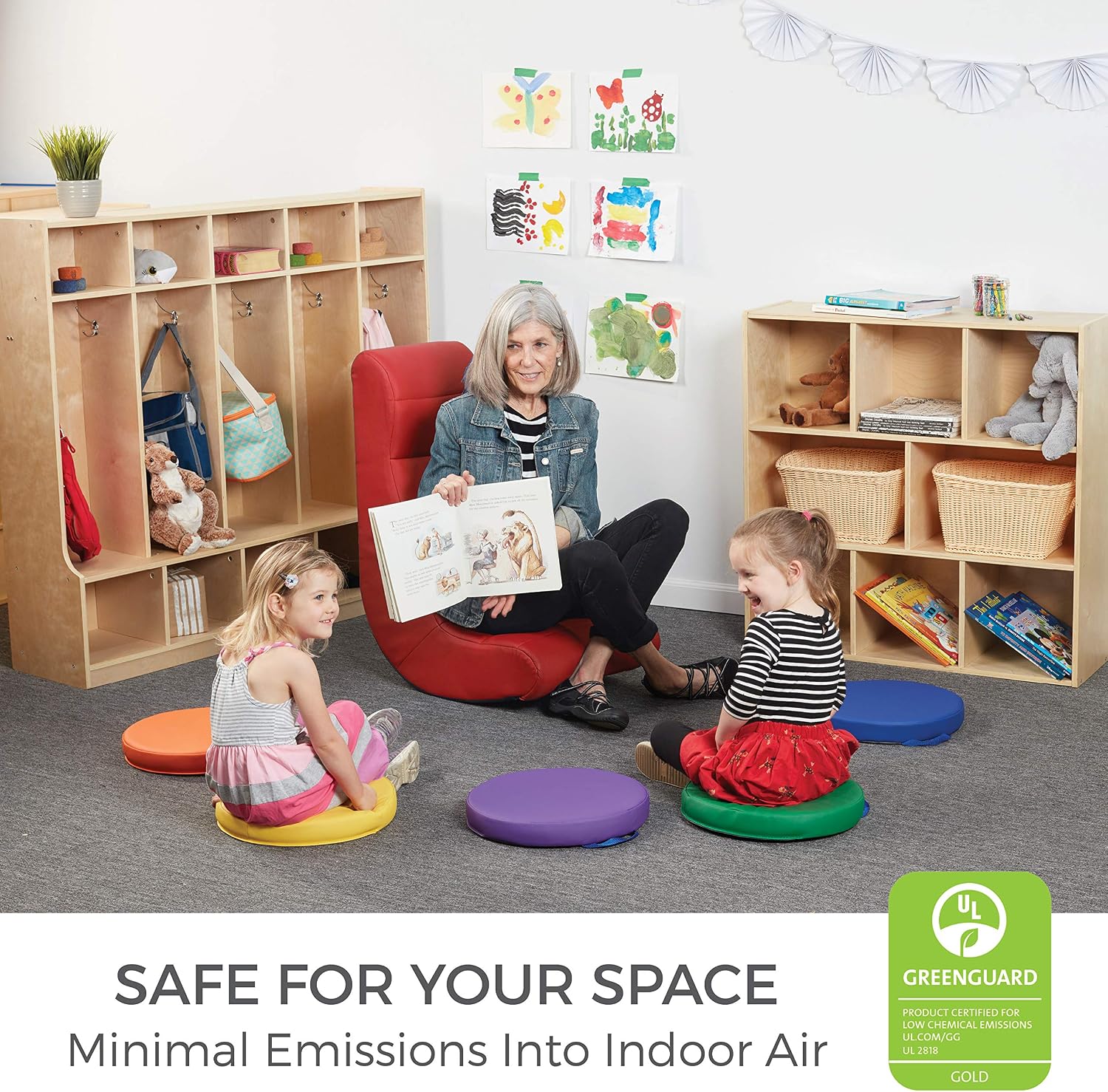 Factory Direct Partners Soft Ergonomic Horizontal Soft Floor Video Rocker - Cushioned Ground Chair Great for Reading, Gaming or Watching TV for Kids, Teens and Adults - Red, 10489-RD