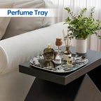 Vanity Decorative Tray, 12" x 12" Black Marble Pattern Perfume Tray, Bathroom Tray Countertop Organizer for Soap Towel, Jewelry, Candle