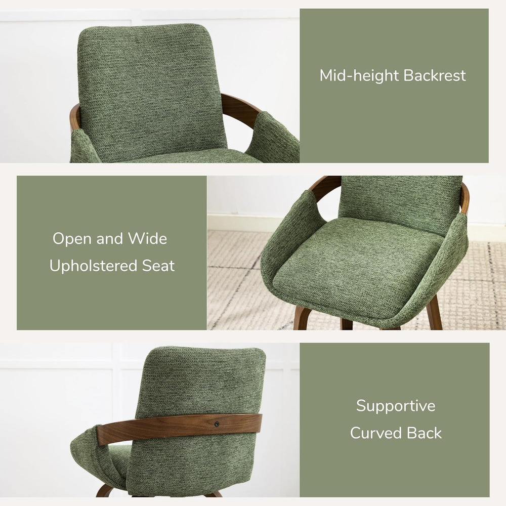 26" Swivel Counter Height Bar Stools Set of 3, Moss Green | Walnut Bentw...