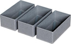 3 PACK Drawer Organizer Clothes，drawer Divider， Dresser Drawer Storage for Sock, Underwear, Bra，Panties，Belt, Tie, Stockings, Leggings & Accessories (Grey)