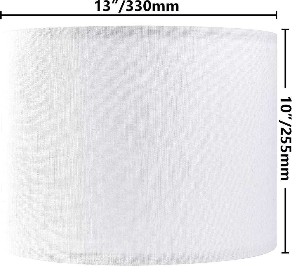 Set of 2 Pure White Linen Drum Lamp Shade 13"x13"x10"