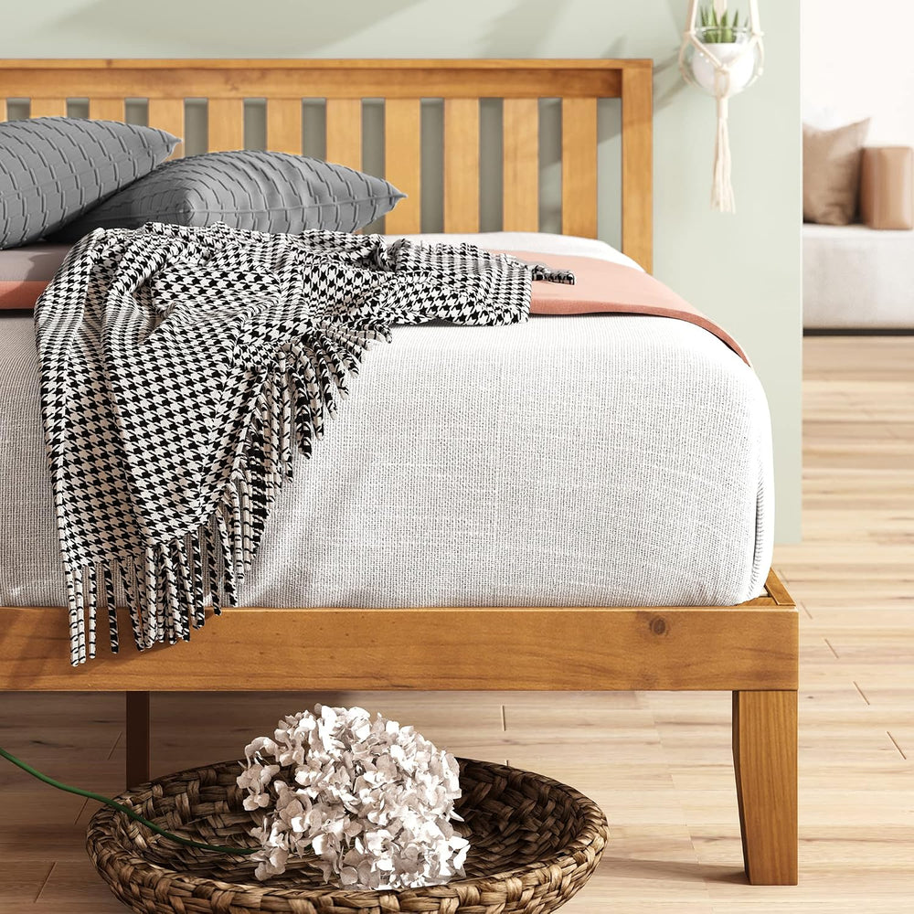Zinus Alexia Solid Wood Platform Bed Frame with Headboard, Queen