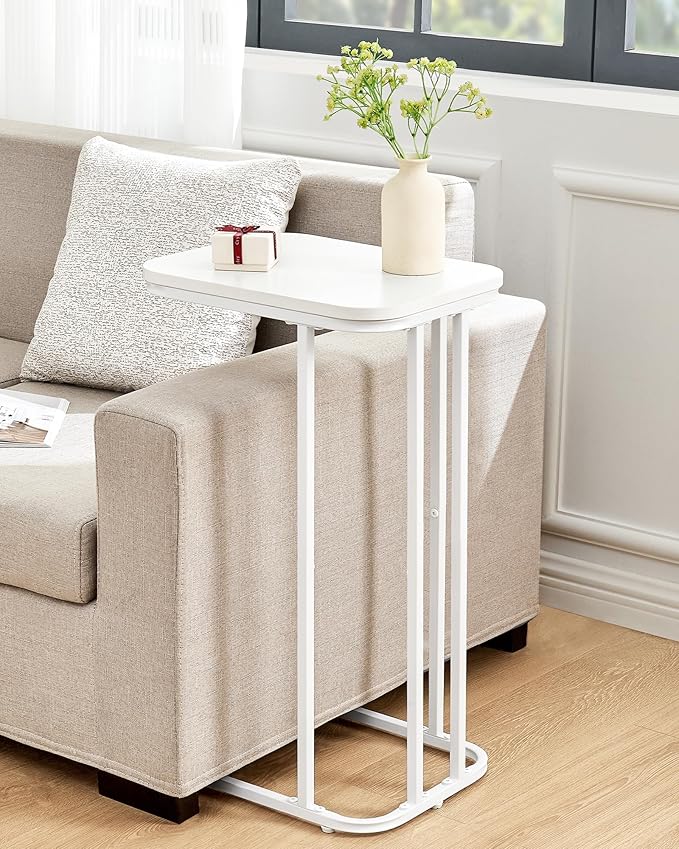 C Shaped End Table Set of 2, Small Side Table for Sofa and Bed, Couch Tables ...