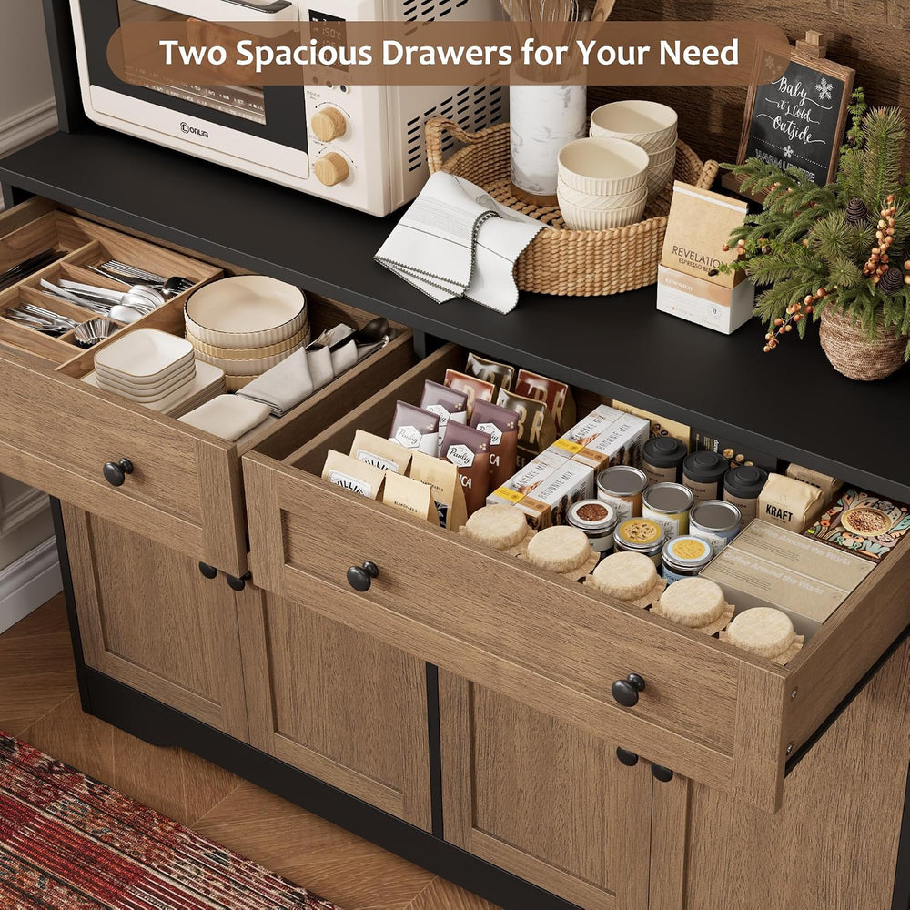 HOSTACK 75" Kitchen Pantry Storage Cabinet, Coffee Bar Hutch Cabinet, Br...