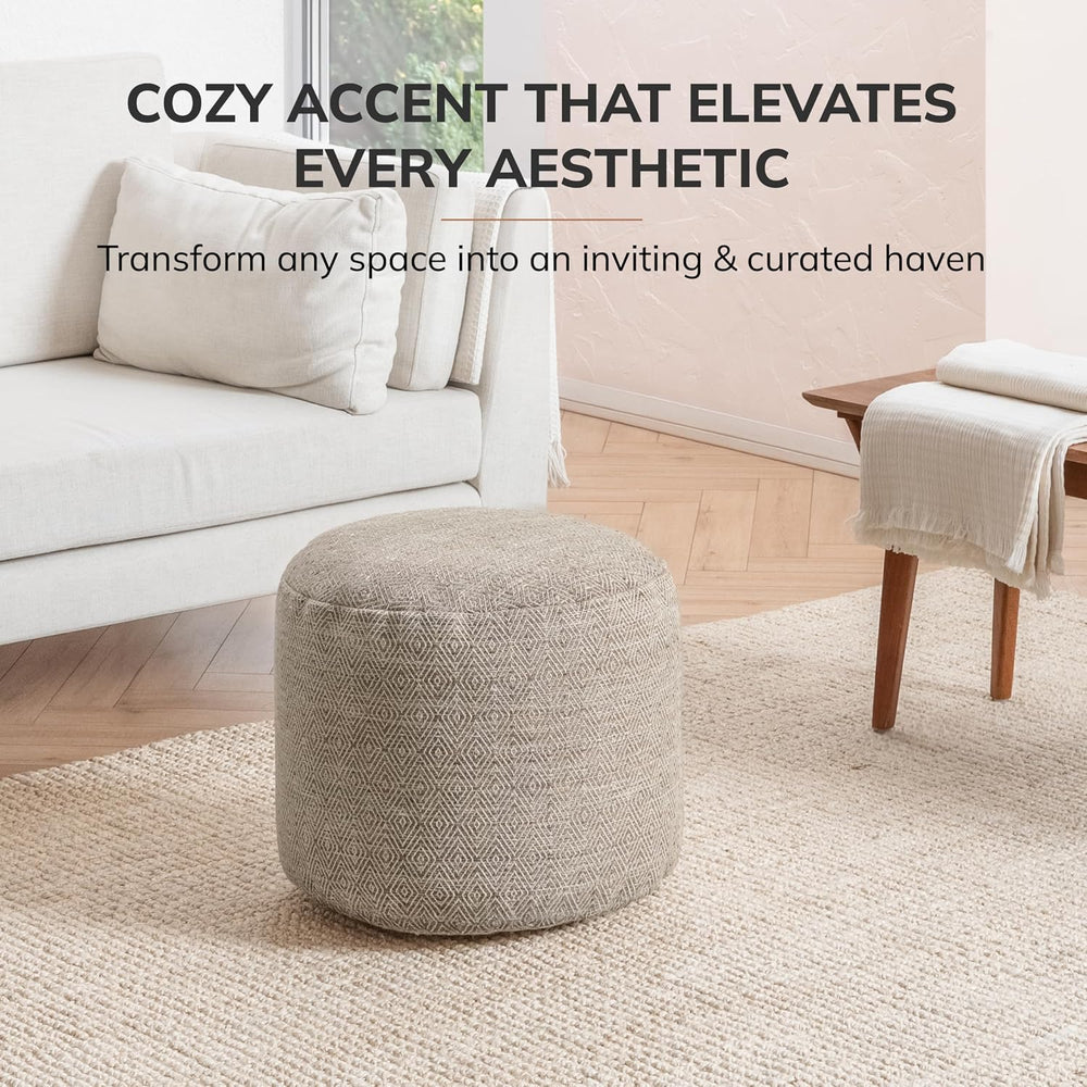 Anji Mountain 17" H x 22" W Handmade Pouf Ottoman for Living Room &...