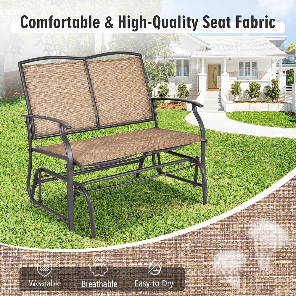 Tangkula 2-Person Patio Glider Bench, Outdoor Rocker Glider Loveseat Chair W/...