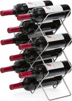 Mango Steam Elegant 10 Bottle Wine Rack Holder for Countertop and Fridge Storage - Silver Chrome
