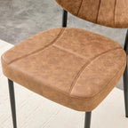 Modern Dining Chairs Set of 4, Brown Dining Chairs for Dining Room and Kitchen,Brown Suede Fabric,Dinning Chair, Precision Stitching, Top Handle, 3.54" Thick Cushion Seat, Metal Legs