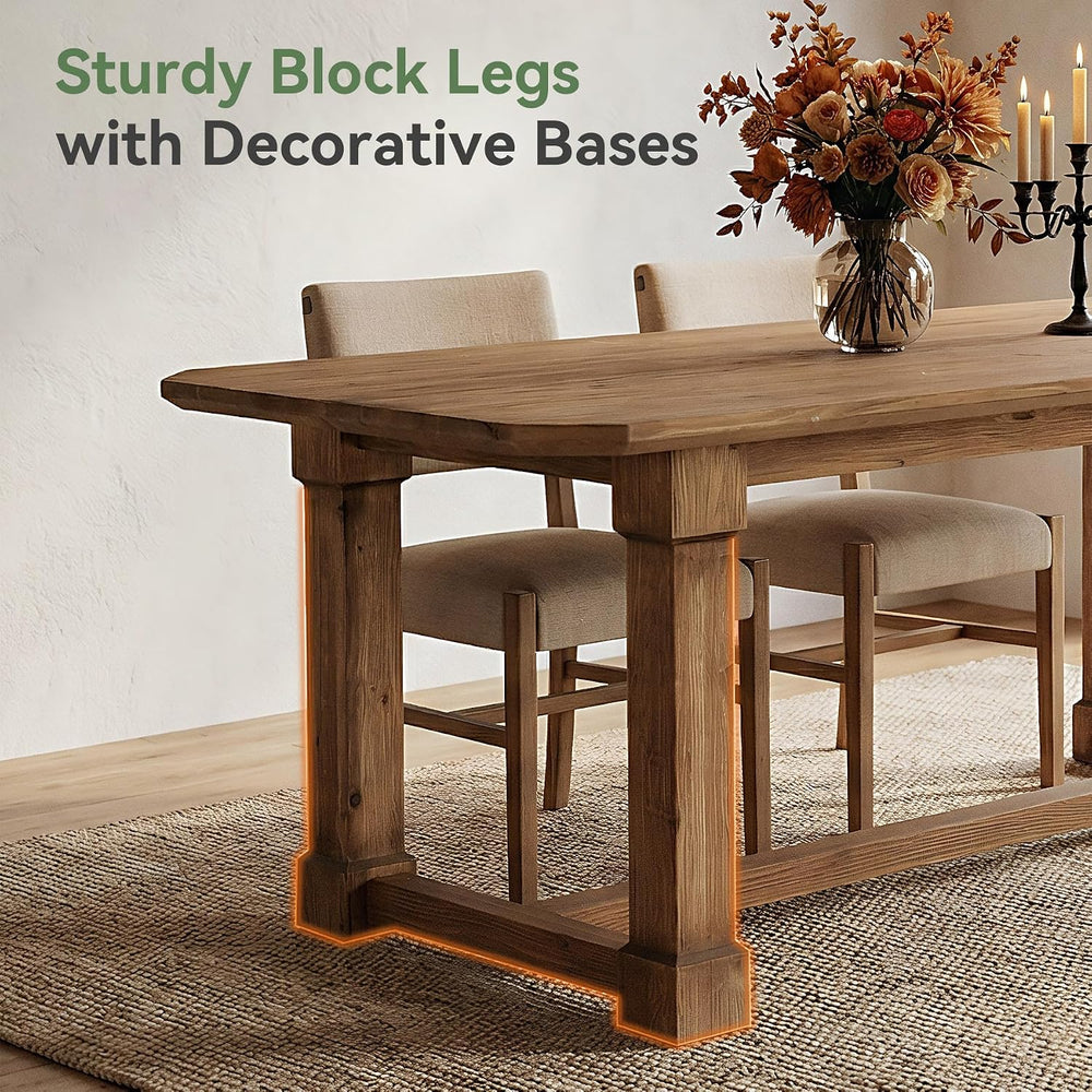 63" Solid Wood Dining Table, Rectangular Kitchen Table with Sturdy Legs,...