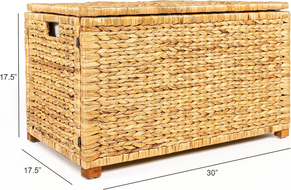 happimess HPM9005A Anada Wicker Weave 30" Storage Trunk, Wooden Frame/Wa...