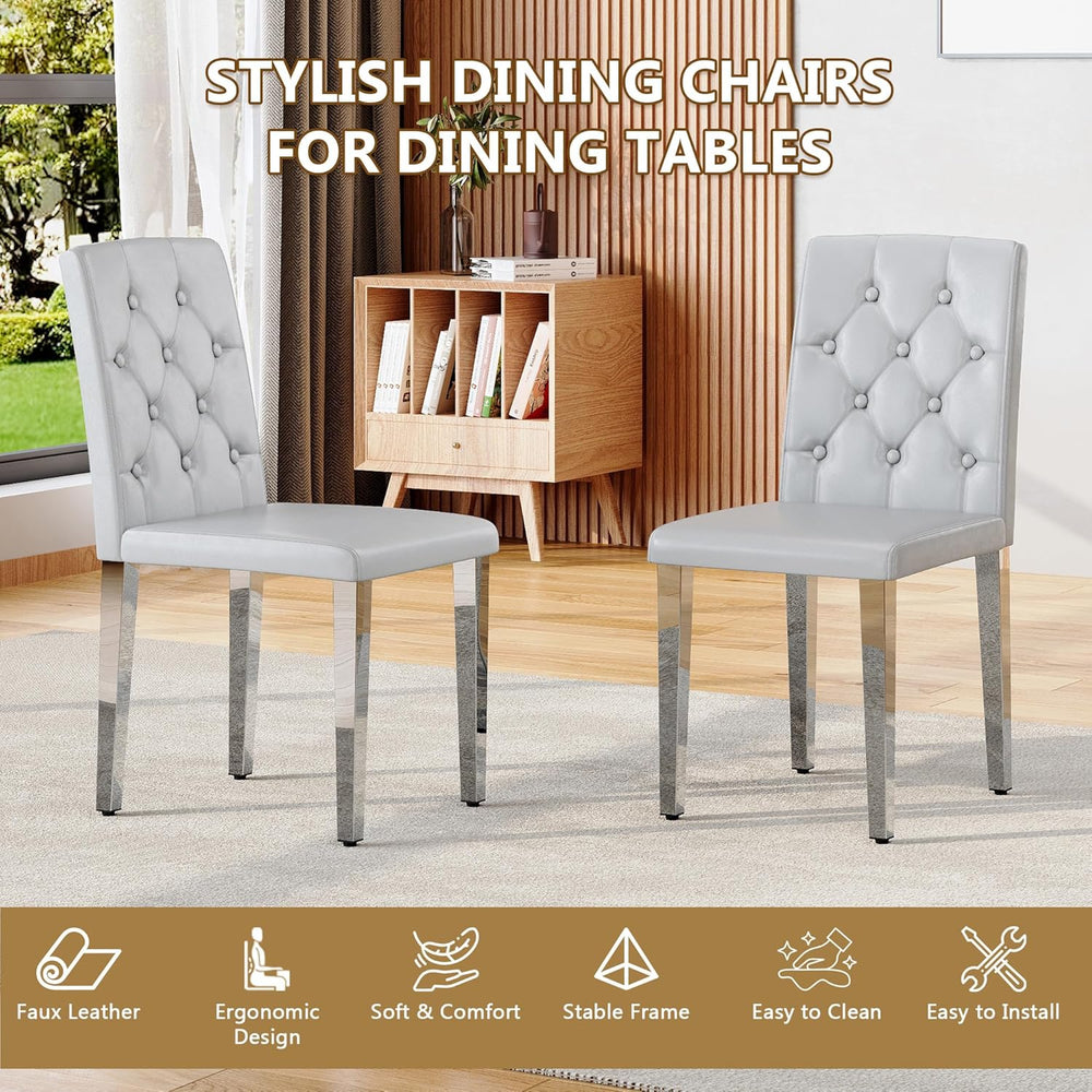 Modern Dining Chairs Set of 6, Button Tufted Upholstered Parsons Chairs with ...