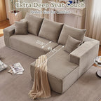 107" Cloud Sectional Couch with L-Shape Chaise, Modern Modular Comfy Sofa Chaise Longue, Upholstered Corduroy Couches Sleeper with Deep Seat for Living Room Bedroom, No Assembly Required, Camel