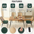 Modern Kitchen Dining Table Set for 4, 5 Pieces Wooden Breakfast Dining Table Set with 4 Upholsetered Boucle Dining Chairs Rattan Backrest,Metal Legs for Dining Room,Living Room