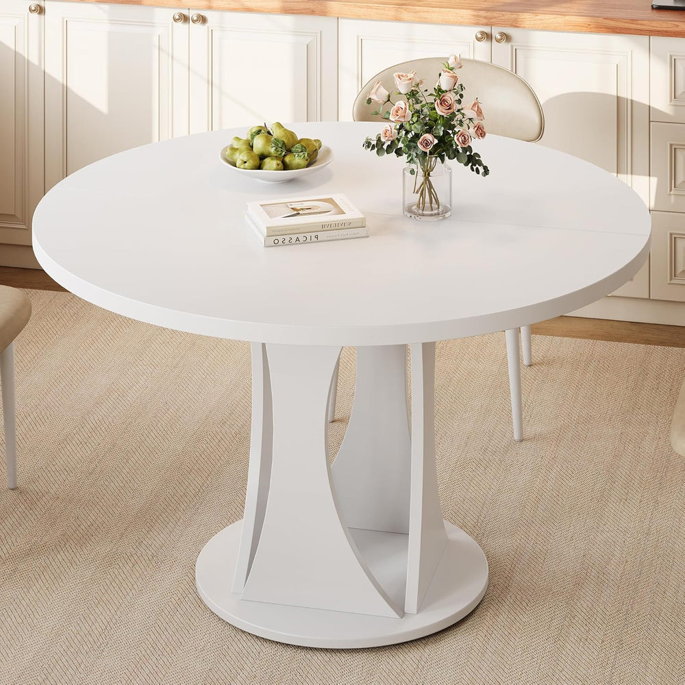 Einhomn Round Dining Table for 4-6, Kitchen Table with Sturdy Double Arc &amp...