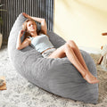 3 in 1 Big Bean Bag Chair, Large Giant Bean Bag Chairs for Adults, Convertible Soft Floor Chair Cushions, Sofa & Bed, Perfect for Bedroom, Living Room, Game Room (Light Grey)