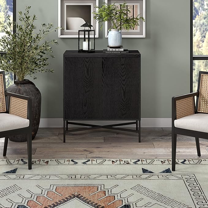 Henn&Hart Brighton Accent Cabinet, 28" Wide(15" D x 28" W x 32" H), Black