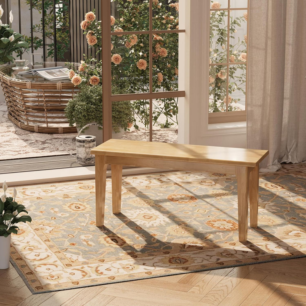 Dining Bench 39.4" Solid Oak Wooden Bed End＆Entryway Bench for Living Ro...