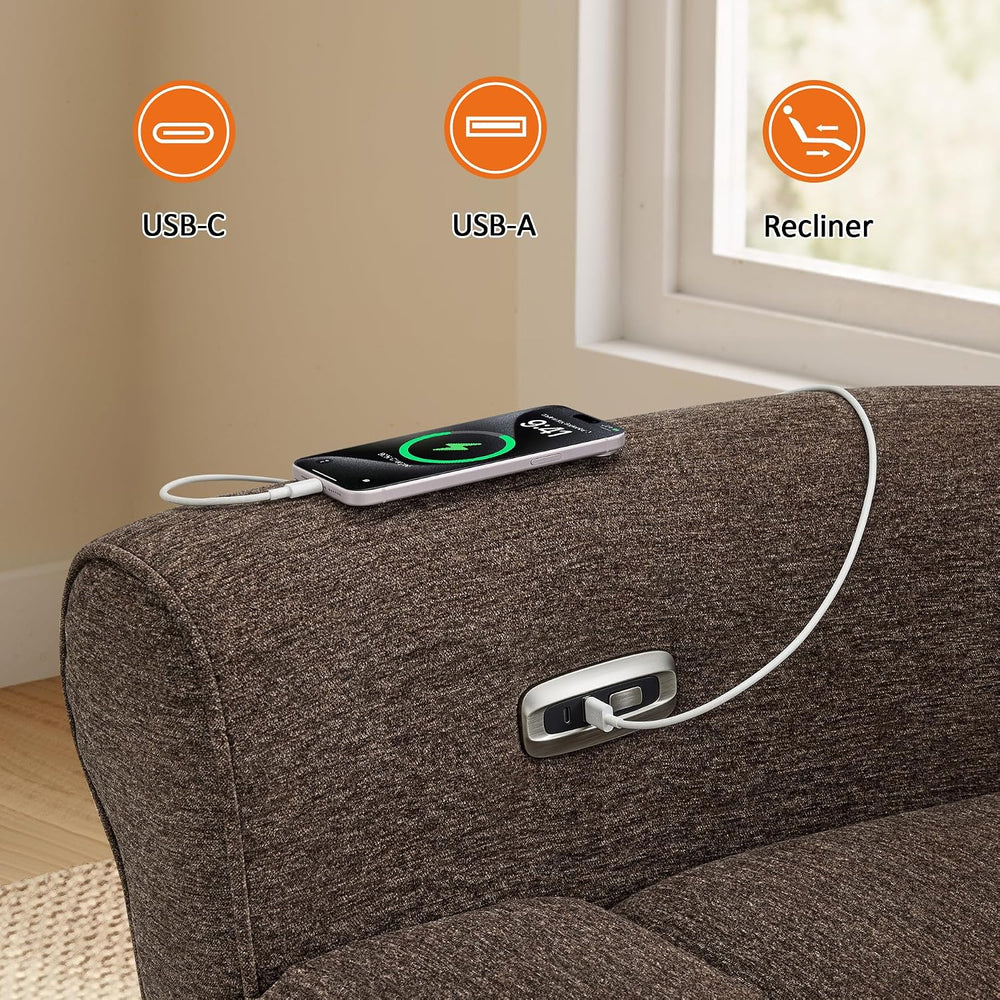 MCombo Compact Wall Hugger Power Recliner Chair for Small Spaces, Dual USB-A/...