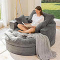 MAXYOYO Modular Sectional Chaise Lounge Sofa, Round Upholstered Lounge Chair with Ottoman, Comfy Couch with Layered Cushion, Tufted Sleeper Chair for Living Room, No Assembly, Dark Grey