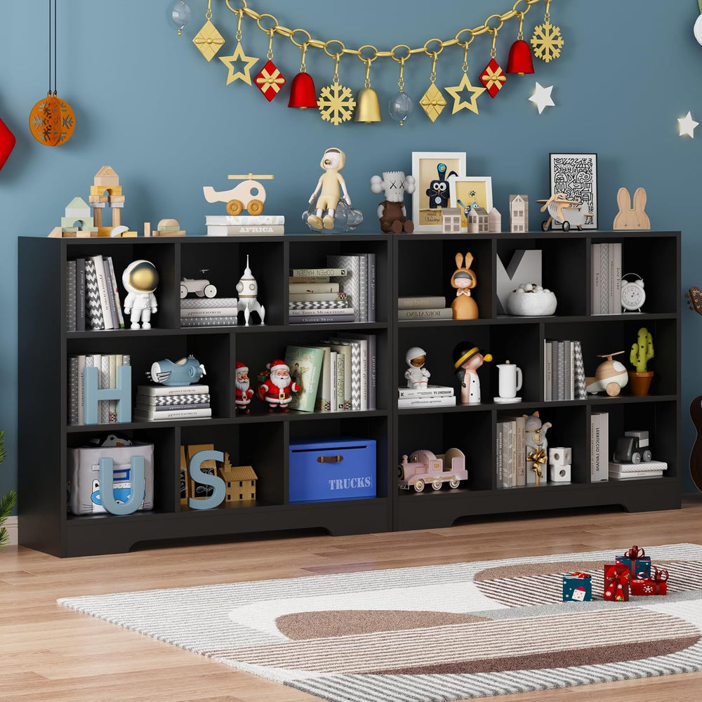 Book Shelf, 8 Cubes Storage Organizer, Open Shelf Bookcase Black Bookshelf