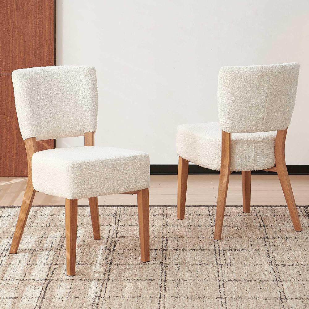 Stackable Dining Chairs Set of 2, Modern Fabric Upholstered Kitchen Side Chai...