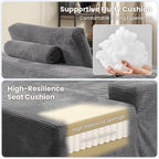ovios 67'' Chaise Lounge Chair Indoor, Oversized Upholstered Boneless Sofa Bed, Deep Seat Sleeper Couch, Plush Cloud Sofas Couches for Living Room, No Assembly Required (Corduroy, Grey)