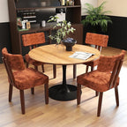 GOTMINSI Mid Century Modern Dining Chairs,Velvet Farmhouse Upholstered Kitchen Chairs, Accent Curved Backrest Dining Room Chairs with Hardwood Legs (Caramel-Walnut Legs, 4PCS)