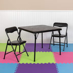 Flash Furniture Mindy Kids 3-Piece Folding Table and Chairs Set for Daycare and Classrooms, Children's Activity Table and Chairs Set, Black