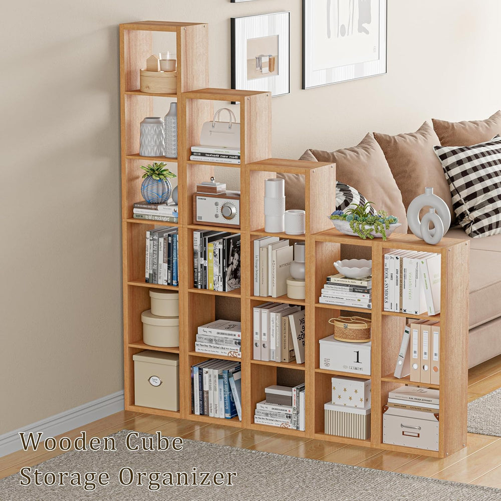 Tall Cube Storage Organizer Bookcase, 5 Tier 11 inch Open Back Cubical Shelf ...