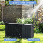 80 Gallon Outdoor Storage Box with Wheels, Waterproof Lockable Resin Deck Box Patio Storage Bin for Pool Accessories Cushion Furniture, Garden Tools, UV-Resistant Outside Delivery Black