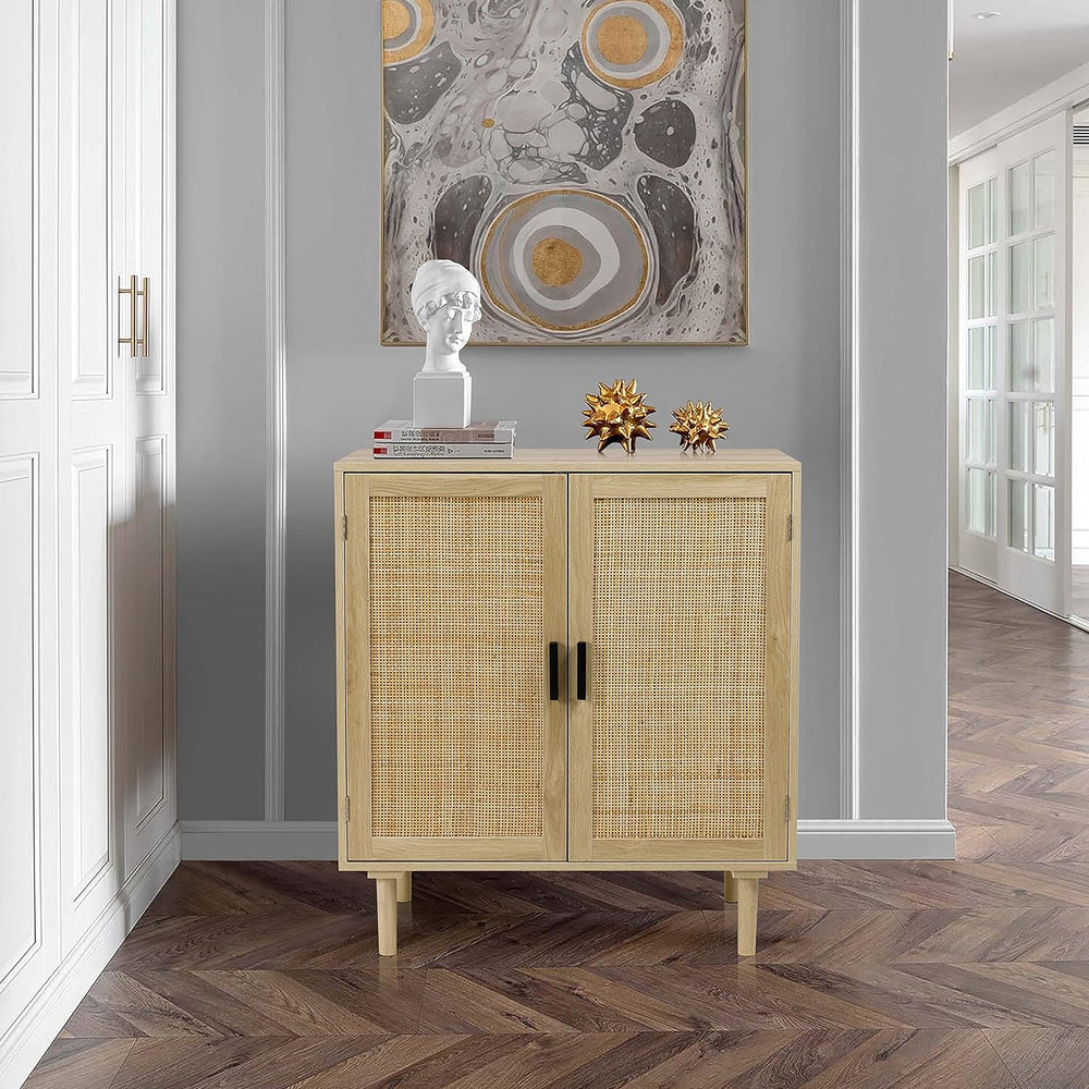 Finnhomy Sideboard Buffet Cabinet, Kitchen Storage Sideboard with Rattan Deco...