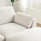 Ball & Cast Oversized Modular L Shaped Sectional Sofa W/Movable Ottoman and USB Ports,5 Seater Chenille Couch W/ 2 Armrest Pillows,Side Pocket & Folding Table,for Living Room,Apartment,Beige,130"