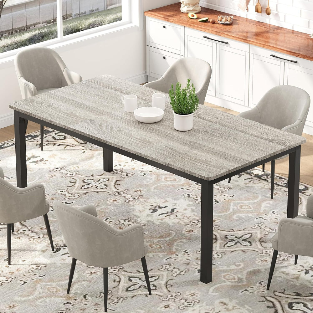 71 Inch Industrial Dining Table, Large Rectangle Kitchen Table with Metal Leg...