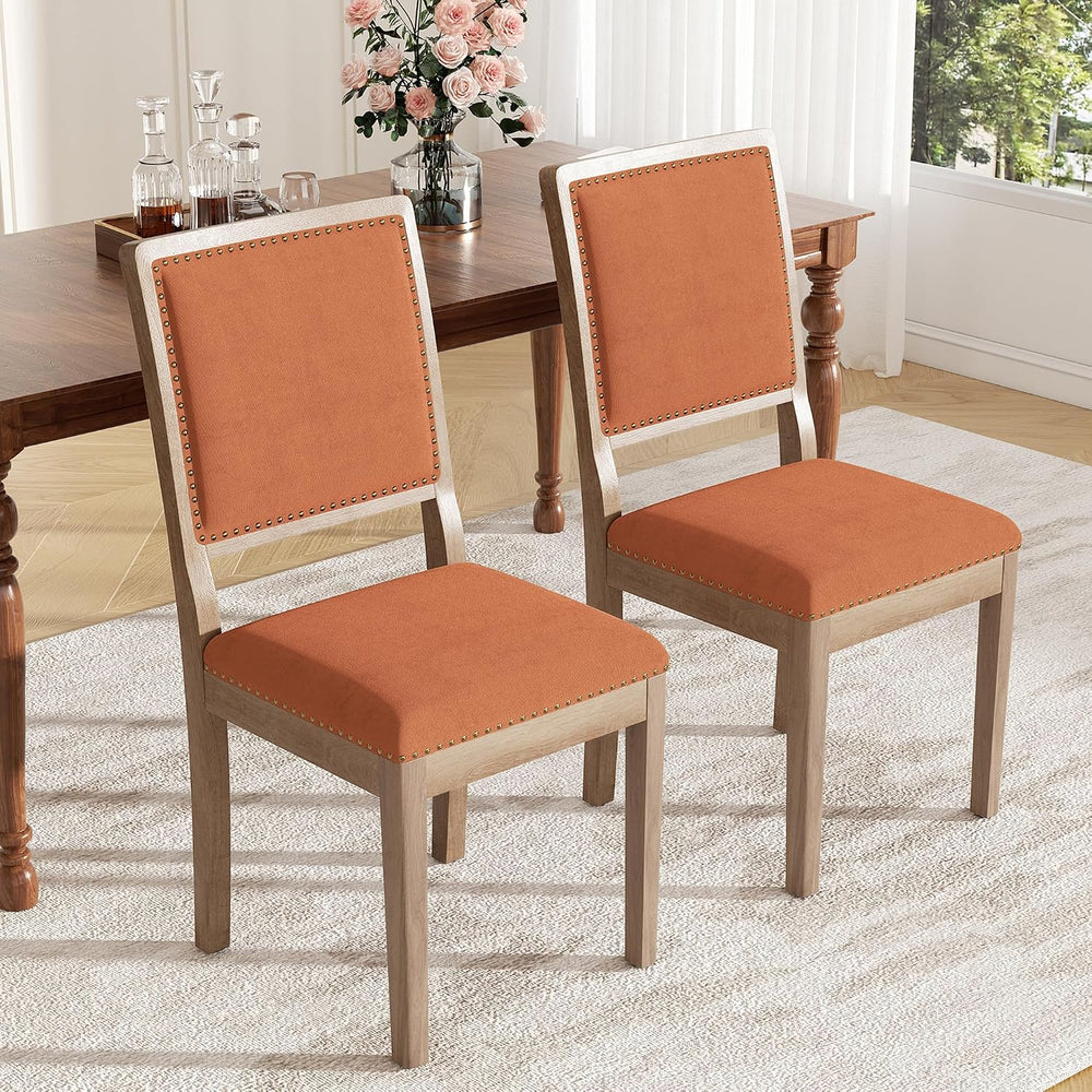 Dining Chairs Set of 2, Mid Century Modern Upholstered Dining Room Chairs, Fa...