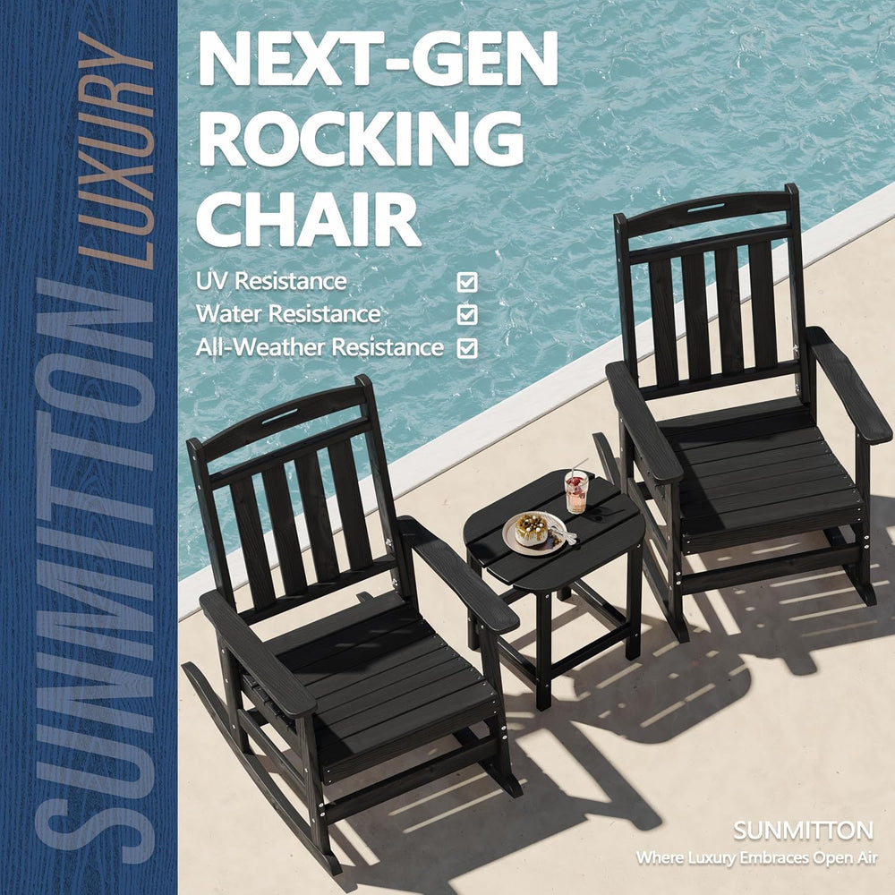 Outdoor Rocking Chair Oversized, HDPE All Weather Resistant Patio Rocker, 31....